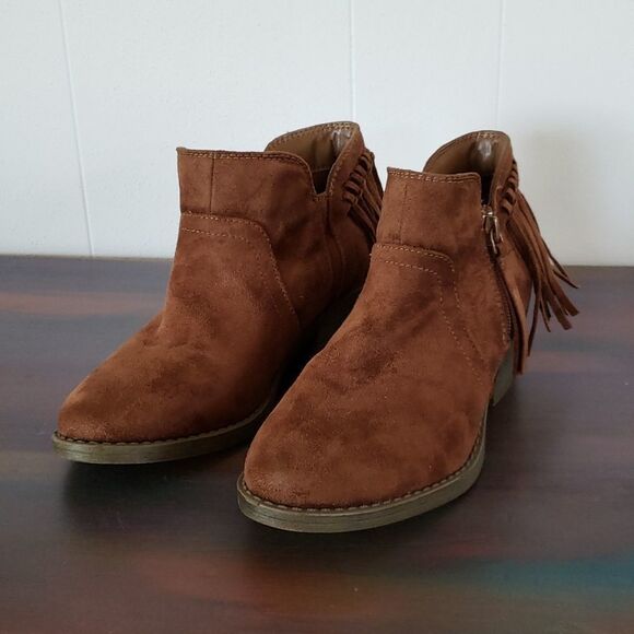 EUC Arizona Jeans Copper Colored Boots with Fringes Sz 6 - Picture 2 of 6